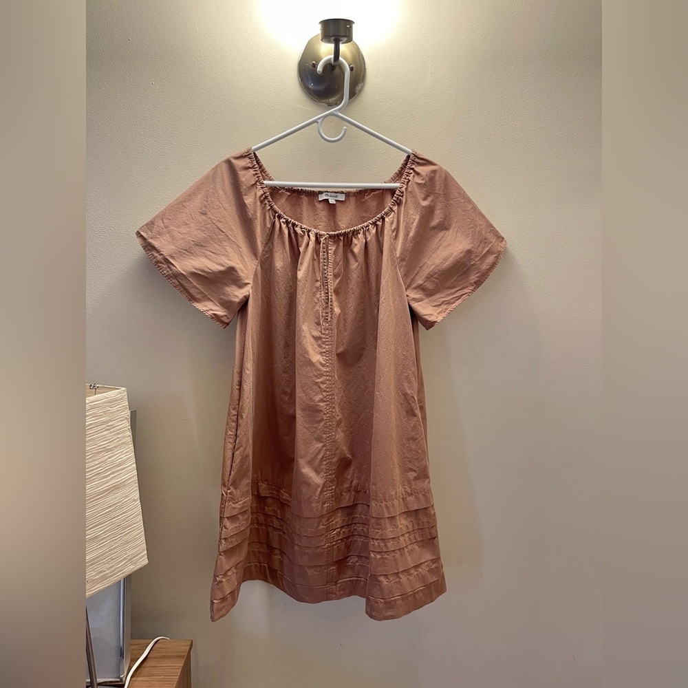 Madewell Poplin Flutter-Sleeve Pintuck Mini Dress